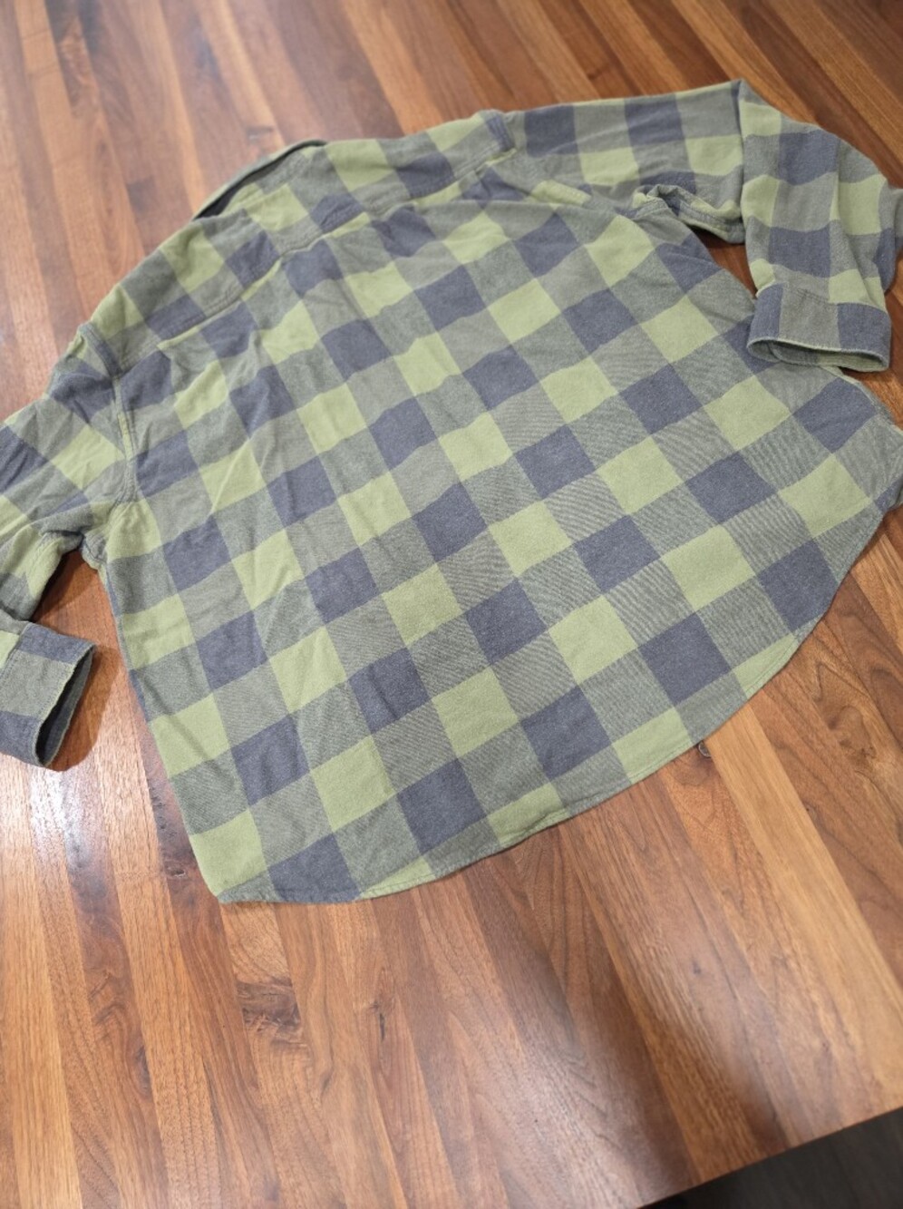 Men's Green and Black Plaid Button-Up Double Brushed Flannel Shirt Size XXXL